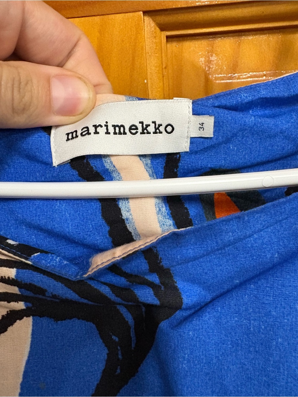Marimekko Blue Orange White Abstract Maxi Dress - Picture 2 of 2